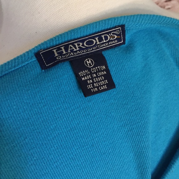 Aqua/blue top with beaded fringe - Picture 3 of 7